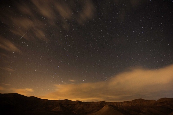 Geminid meteor streaks are seen above the Judean desert near the Israeli Kibbutz of Ein Gedi on Dec. 14, 2012. (Menahem Kahana/AFP/Getty Images)