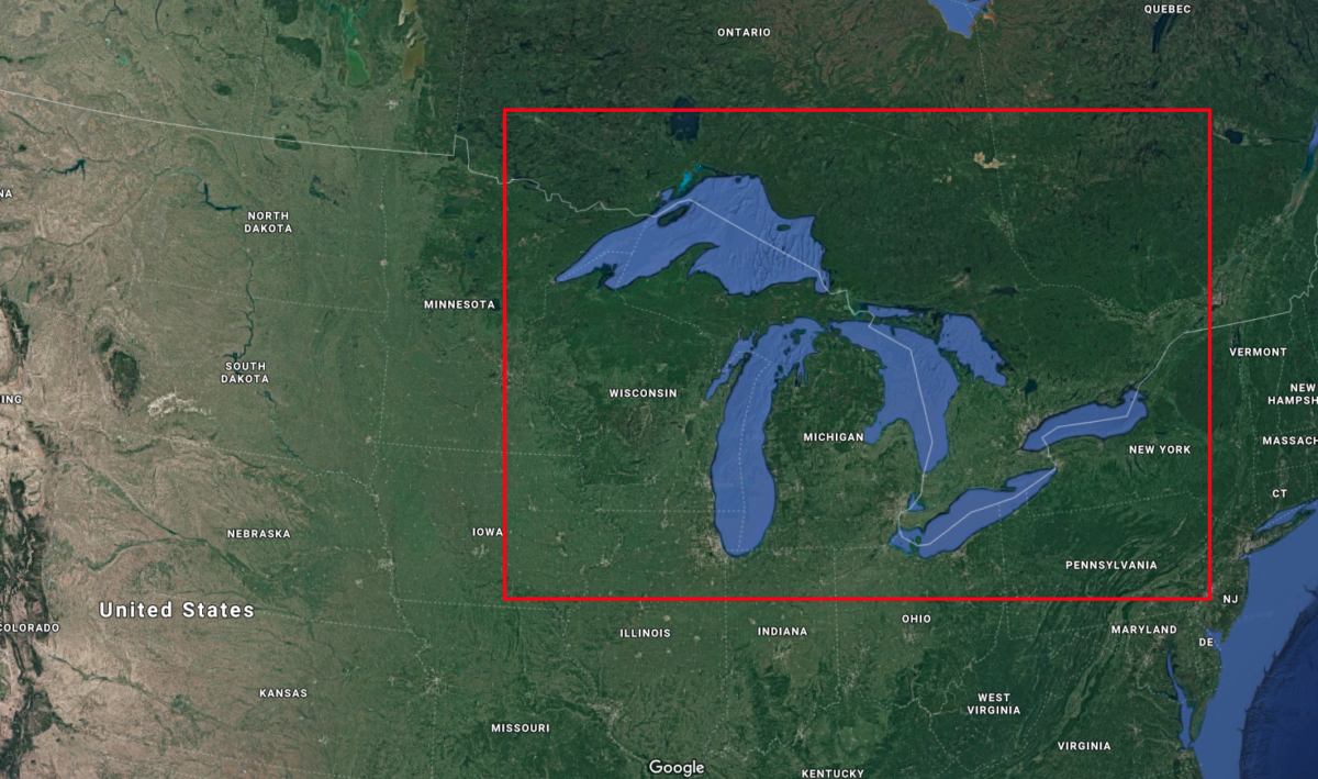 The Great Lakes. (Google Maps)
