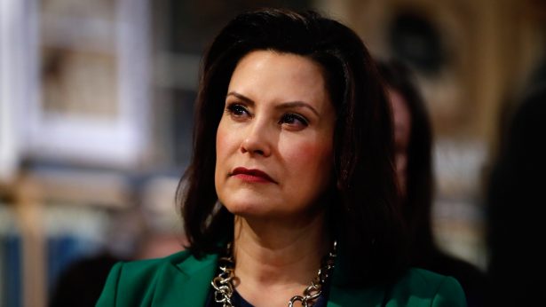 Michigan Gov. Gretchen Whitmer listens to Democratic presidential candidate Sen. Kirsten Gillibrand, D-N.Y., in Clawson, Mich. on March 18, 2019. (Paul Sancya/File Photo via AP)