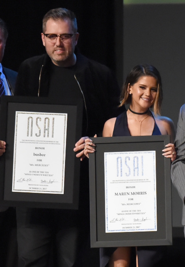 NSAI hosts 10 Songs I Wish I'd Written "80s MERCEDES" busbee and MAREN MORRIS attend the 2017 Nashville Songwriters Hall Of Fame Awards at Music City Center in Nashville, Tenn., on Oct. 23, 2017. (Rick Diamond/Getty Images)