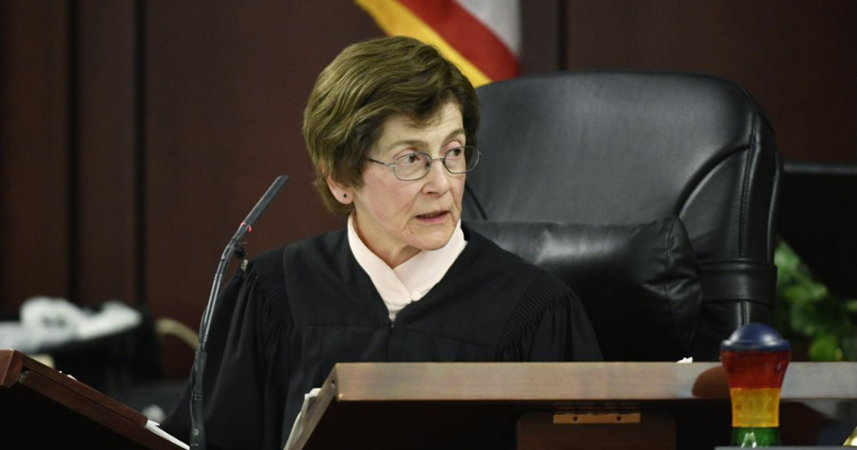 Judge Cheryl Blackburn listens to testimony during the sentencing phase of Emanuel Samson's trial Tuesday, May 28, 2019, in Nashville, Tenn. Samson was convicted of murder for shooting up a Nashville church in 2017. He faces life in prison for killing Melanie Crow and wounding seven other people at Burnette Chapel Church of Christ. (Larry McCormack/The Tennessean via AP, Pool)