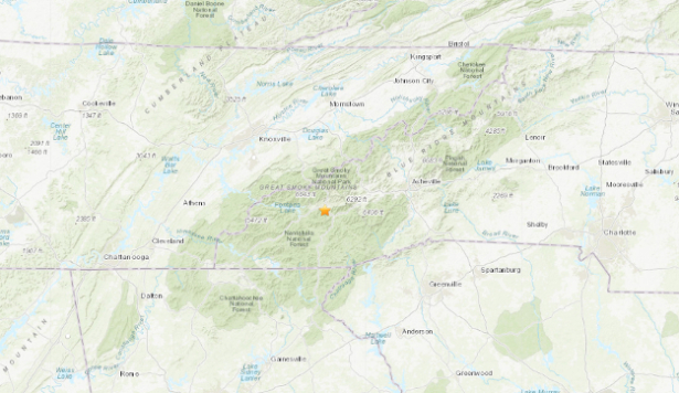The U.S. Geological Survey says there were a number of small earthquakes in the Smokey Mountains area near Cherokee in western North Carolina (USGS)