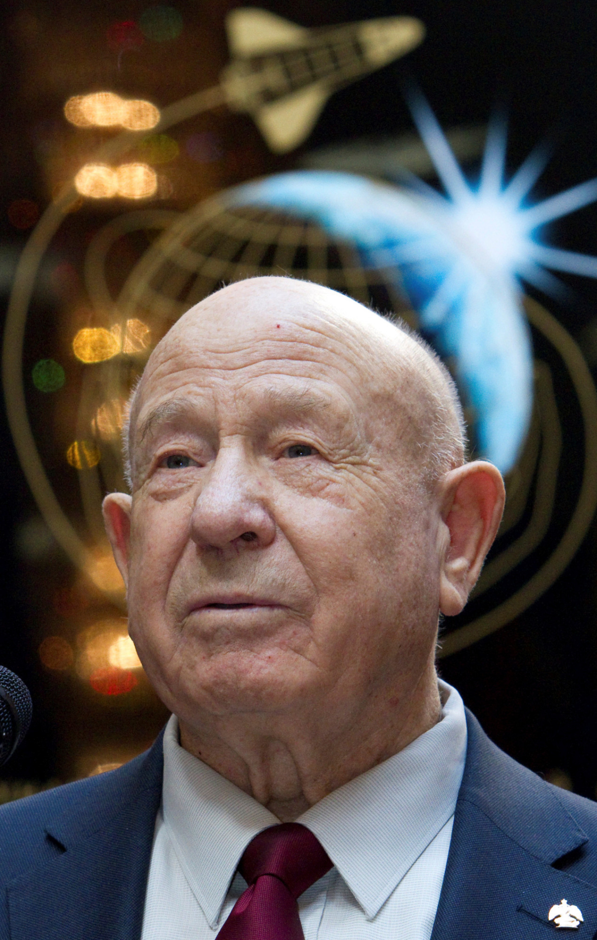 Alexei Leonov, the first man to conduct a space walk in 1965, attends a photo exhibition, celebrating the 50th anniversary of Yuri Gagarin's historic first flight into space, at Federation Council of Russia headquarters in Moscow on April 5, 2011. (Sergei Remezov/Reuters)