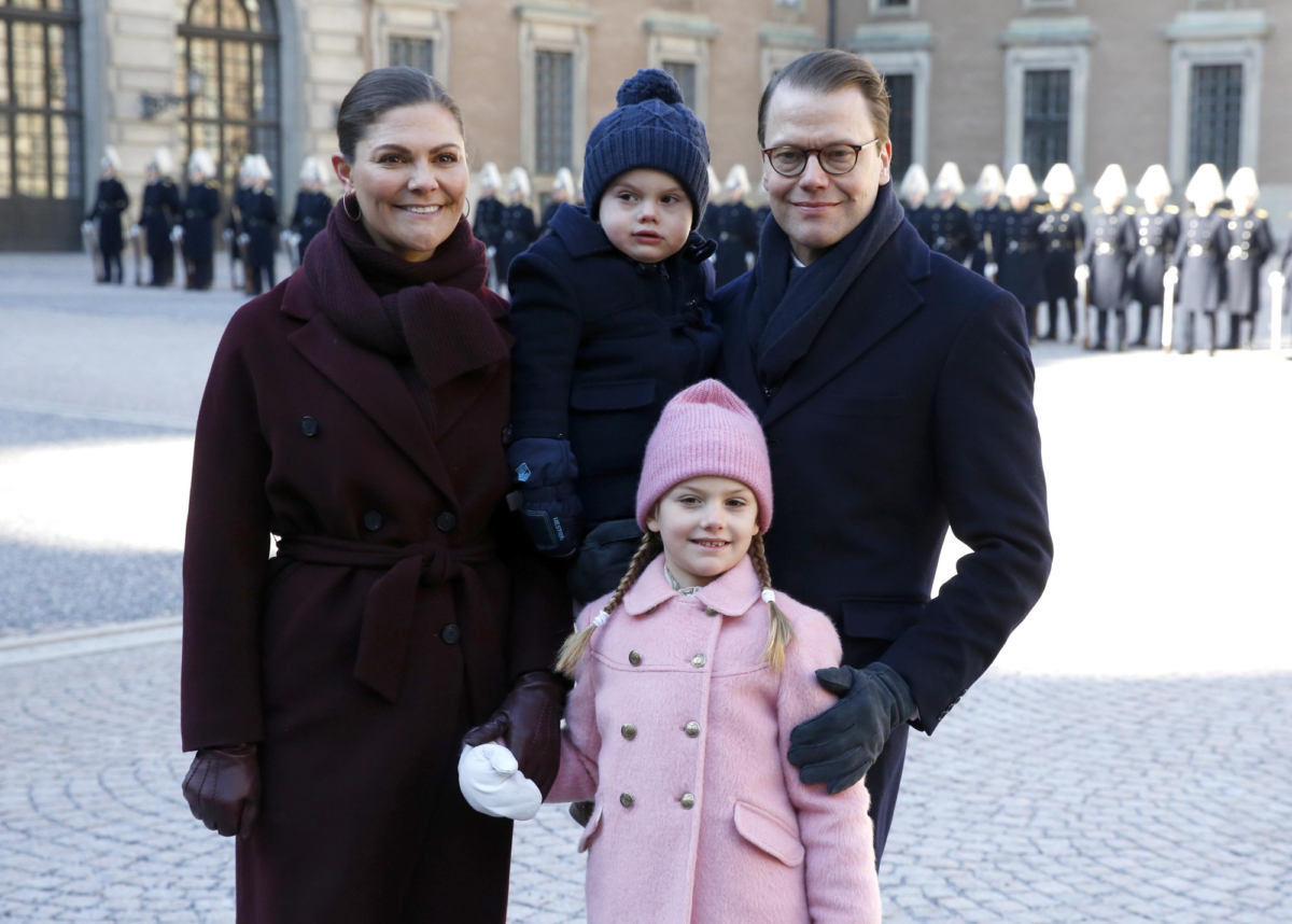 Crown Princess Victoria of Sweden, Prince Oscar of Sweden, Princess Estelle of Sweden and Prince Daniel of Sweden attend the Crown Princess' Name Day celebrations at the Stockholm Royal Palace on March 12, 2019 in Stockholm, Sweden. (Photo by Michael Campanella/Getty Images)