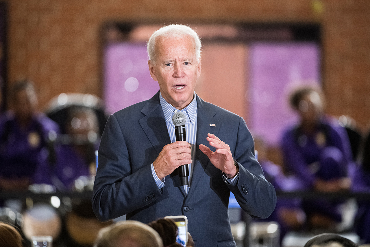 Democratic presidential candidate, former vice president Joe Biden addresses a crowd at Wilson High School in Florence, S.C., on Oct. 26, 2019. (Sean Rayford/Getty Images)