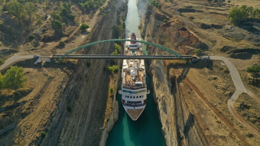 Huge Cruise Ship Squeezes Through Greek Canal to Claim Record