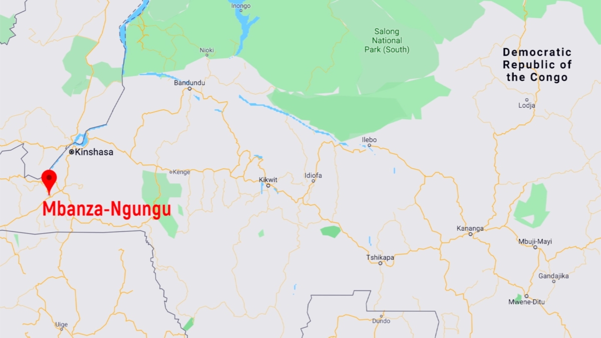 The bus was traveling from Lufu in Mbanza-Ngungu territory and was heading to the capital Kinshasa when its brakes failed, causing the vehicle to explode on impact. (Screenshot/Google Maps)