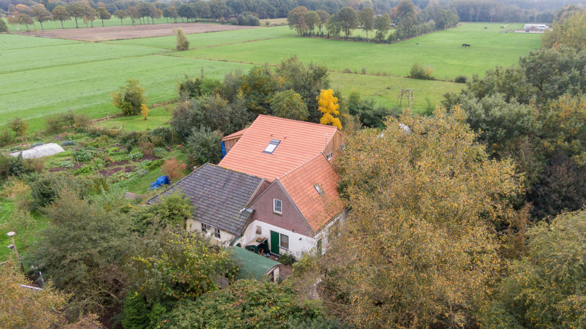 An aerial picture taken on Oct. 15, 2019 shows a view of the farm where a father and six children had been living in the cellar in Ruinerwold, northern Netherlands. (Wilbert Bijzitter/ANP/AFP via Getty Images)