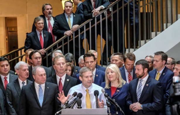 House Oversight and Reform Committee ranking member Rep. Jim Jordan, (R-Ohio), speaks to the media during a press conference in Washington on Oct. 23, 2019. (Alex Wroblewski/Getty Images)