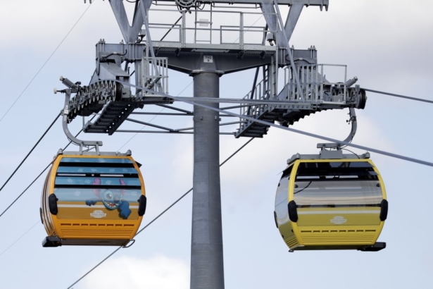 Gondolas move to various locations at Walt Disney World on the Disney Skyliner aerial tram, in Lake Buena Vista, Fla., on Sept. 27, 2019. (John Raoux/AP Photo)