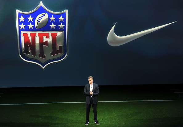 Nike CEO Mark Parker speaks as Nike debuts the new NFL uniforms in New York City on April 3, 2012. (Jason Kempin/Getty Images for Nike)