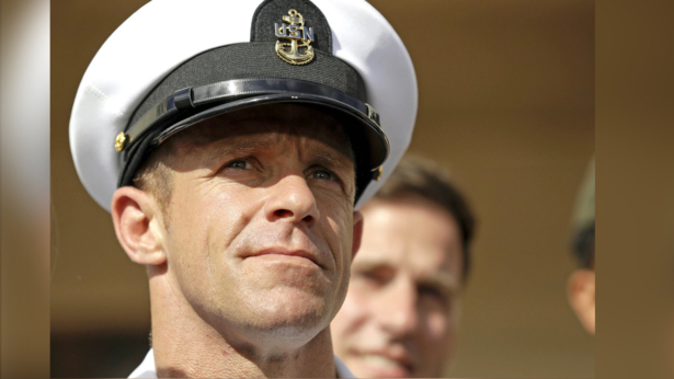 Navy Special Operations Chief Edward Gallagher leaves a military court on Naval Base San Diego on July 2, 2019. (Gregory Bull/AP Photo)