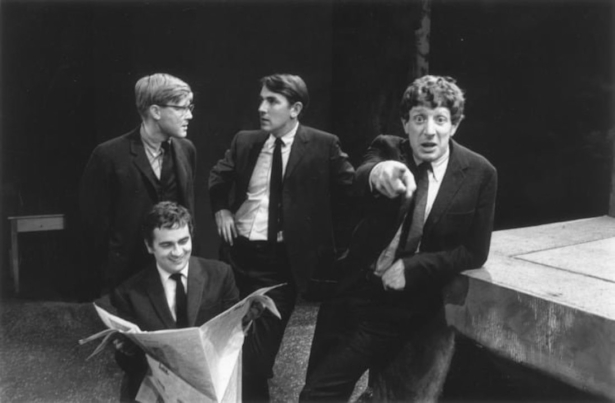 Jonathan Miller (R) wrote and performed in "Beyond the Fringe" with Alan Bennett, Peter Cook, and Dudley Moore.(Terry Disney/HultonArchive/Getty)