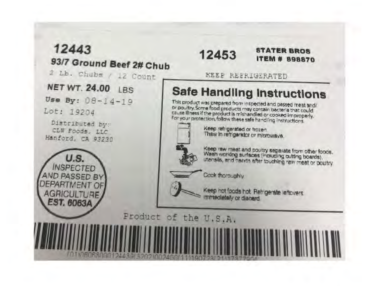 ground beef- central valley meats co. - recall