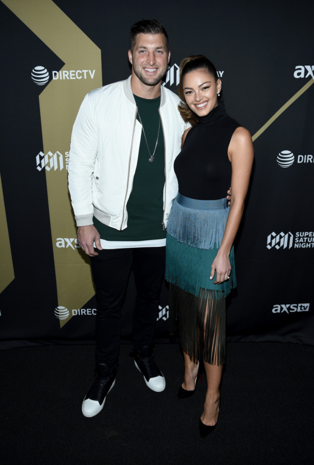 Tim Tebow and Demi-Leigh Nel-Peters attend DIRECTV Super Saturday Night 2019 at Atlantic Station in Atlanta, Ga., on Feb. 2, 2019. (Dimitrios Kambouris/Getty Images for DIRECTV)