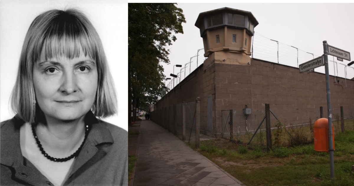 L - Vera Lengsfeld is seen in a photograph taken in 1990. (Bundesarchiv, Bild 183-1990-0308-319 / Schöps, Elke / CC-BY-SA 3.0); R - Hohenschoenhausen, the former prison of the East German, communist-era secret police, in Berlin, Germany on Aug. 11, 2017. Lengsfeld was incarcerated here for about a month in the 80s. (Michele Tantussi/Getty Images)