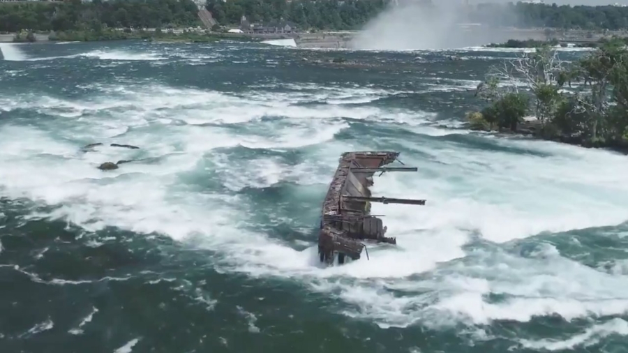 Wind and Rain Dislodge Boat Trapped on Rocks Above Niagara Falls for 101 Years