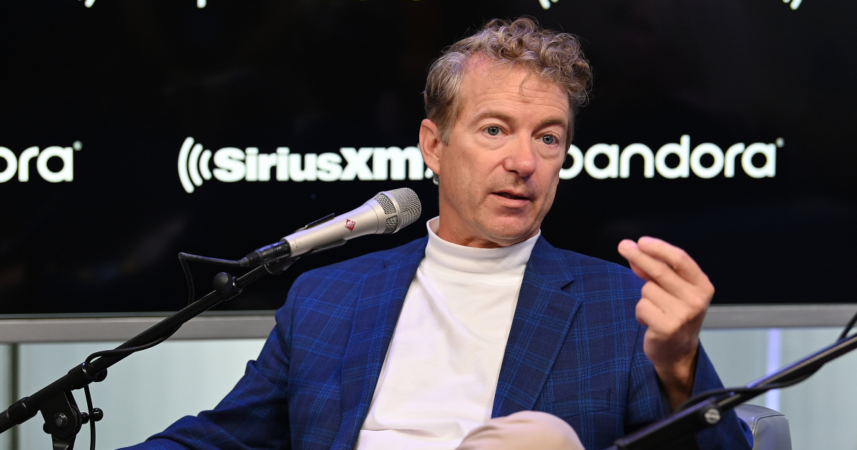 Sen. Rand Paul (R-Ky.) talks with SiriusXM's Olivier Knox and Julie Mason during a Town Hall event in New York City on Oct. 11, 2019. (Slaven Vlasic/Getty Images for SiriusXM)