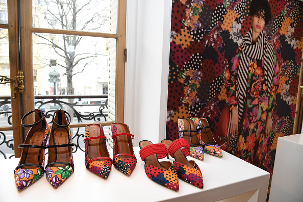 Shoes made for Emanuel Ungaro by Malone Souliers are on display during the Emanuel Ungaro presentation as part of the Paris Fashion Week Womenswear Fall/Winter 2018/2019 at Avenue Montaigne in Paris, France on March 1, 2018. (Pascal Le Segretain/Getty Images)
