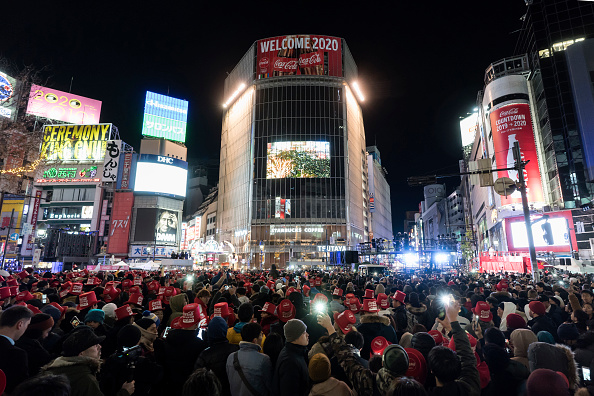 People gather during the You Make Shibuya Countdown 2019-2020 event at Shibuya Crossing in Tokyo, Japan on Dec. 31, 2019. The countdown event was held at the world's busiest crossing to celebrate the new year. (Tomohiro Ohsumi/Getty Images)
