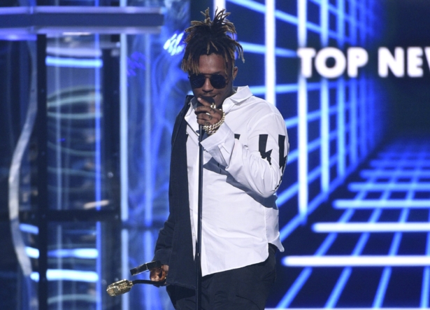 Juice WRLD accepts the award for top new artist at the Billboard Music Awards at the MGM Grand Garden Arena in Las Vegas, Nev., on May 1, 2019. (Chris Pizzello/Invision/AP)