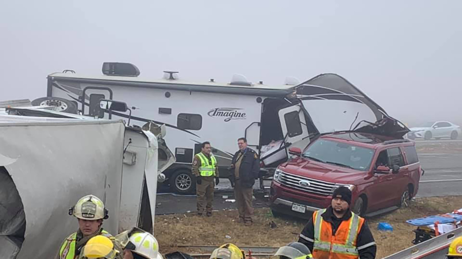 Video Captures Truck Losing Control at Foggy Texas Accident Scene, Leaving 2 Hurt