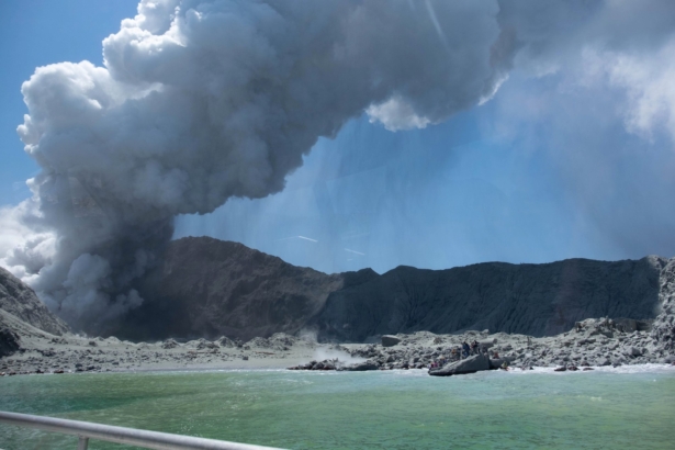 Photo provided by Michael Schade, shows the eruption of the volcano on White Island, New Zealand on Dec. 9, 2019. (Michael Schade via AP)