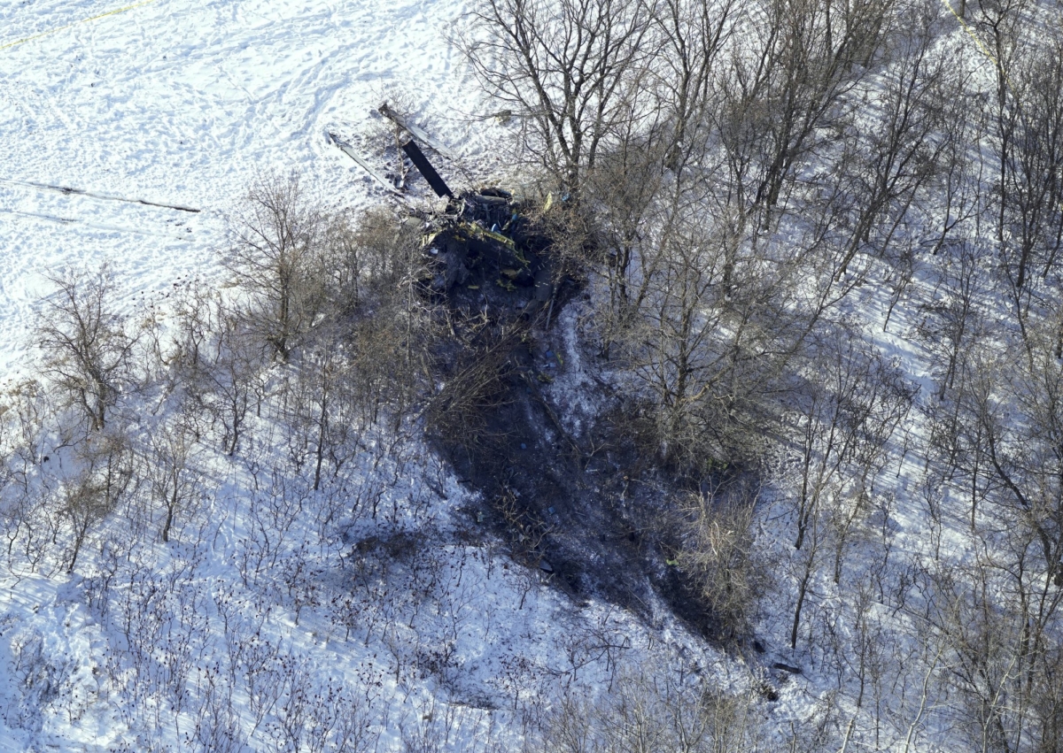 The crash site of a Minnesota National Guard Blackhawk helicopter, near Kimball, Minn., on Dec. 6, 2019. (Brian Peterson/Star Tribune via AP)