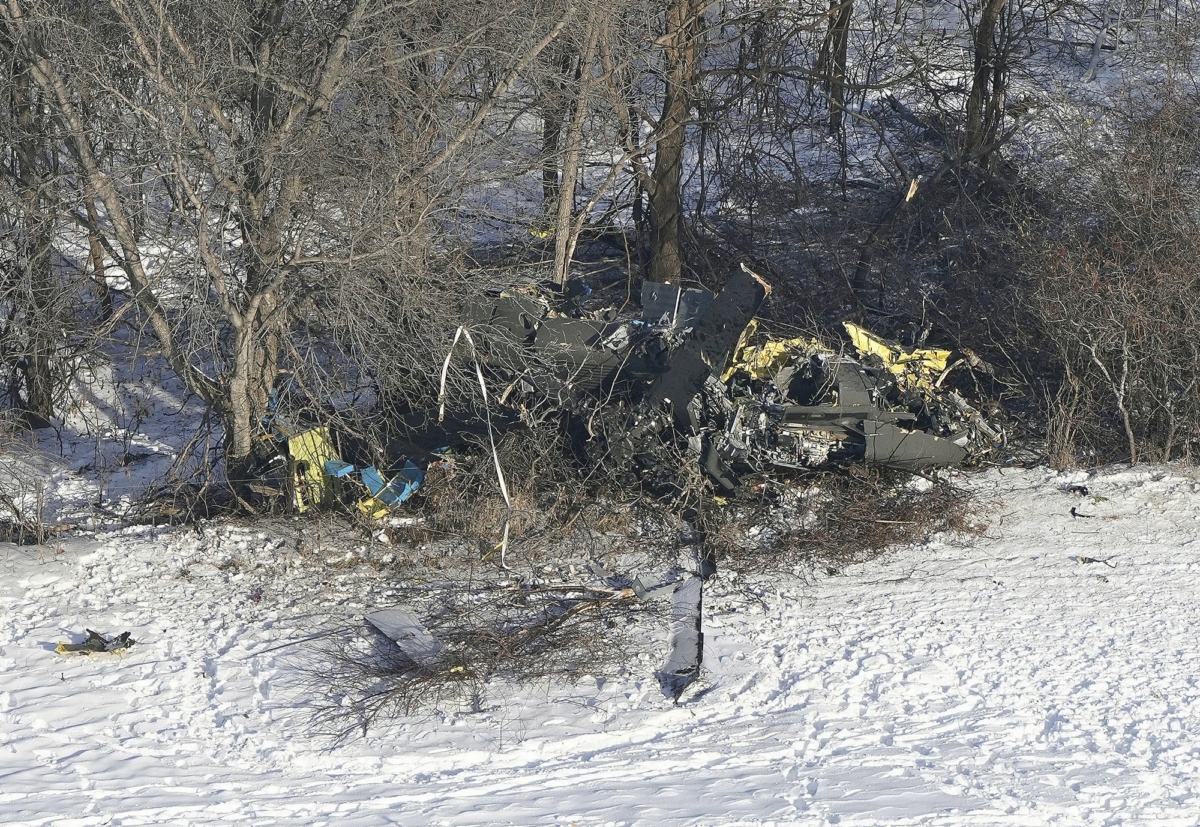 The crash site of a Minnesota National Guard Blackhawk helicopter, near Kimball, Minn., on Dec. 6, 2019. (Brian Peterson/Star Tribune via AP)