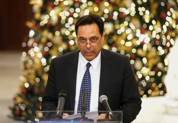 Hassan Diab talks to the media after being named Lebanon's new prime minister, at the presidential palace in Baabda, Lebanon on Dec. 19, 2019. (Reuters/Mohamed Azakir)