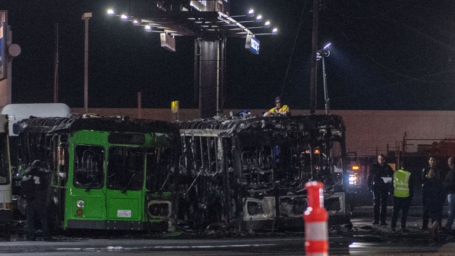 Three Passenger Buses Catch Fire at LA International Airport