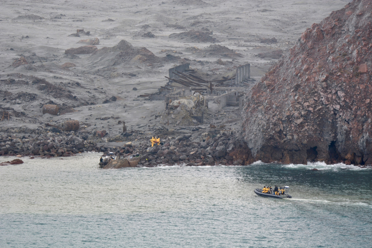 Rescue crew are seen at the White Island volcano, also known by its Maori name Whakaari, in New Zealand, on Dec. 13, 2019. (New Zealand Defence Force/Handout via Reuters)
