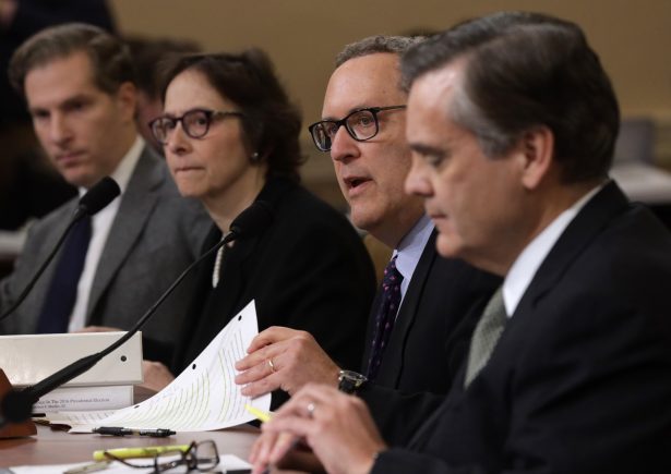 Constitutional scholars (L-R) Noah Feldman of Harvard University, Pamela Karlan of Stanford University, Michael Gerhardt of the University of North Carolina, and Jonathan Turley of George Washington University testify before the House Judiciary Committee in the Longworth House Office Building on Capitol Hill in Washington on Dec. 4, 2019. (Alex Wong/Getty Images)