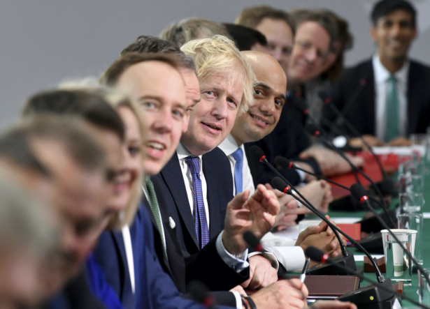 Prime Minister Boris Johnson (centre) chairs a cabinet meeting at National Glass Centre at the University of Sunderland on Friday Jan. 31, 2020. (Paul Ellis/PA Wire)