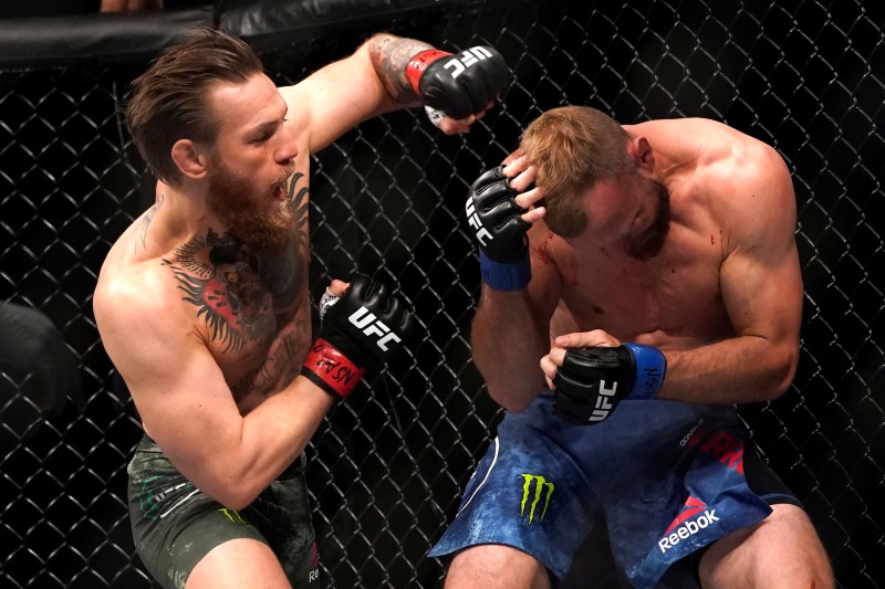 Conor McGregor vs Donald Cerrone in Las Vegas, Nev., on Jan. 18, 2020. (Mike Blake/Reuters)