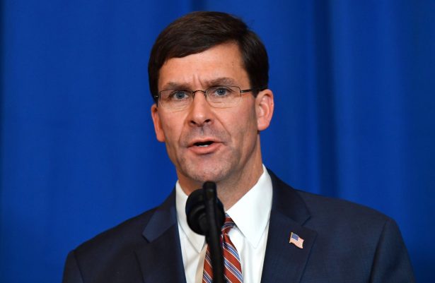 Secretary of Defense Mark Esper speaks onstage at Mar a Lago, Palm Beach, Fla., on Dec. 29, 2019. (Nicholas Kamm/AFP via Getty Images)