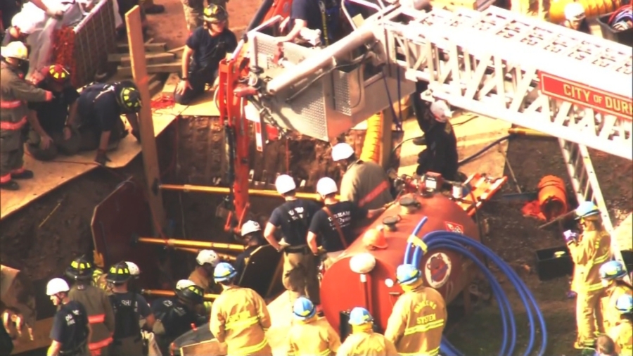 One Worker Is Trapped After a Trench Collapse During Construction in North Carolina