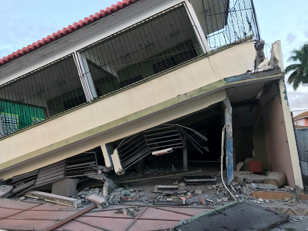 A home is seen collapsed after an earthquake in Guanica, Puerto Rico on Jan. 7, 2020. (Ricardo Ortiz/Reuters)