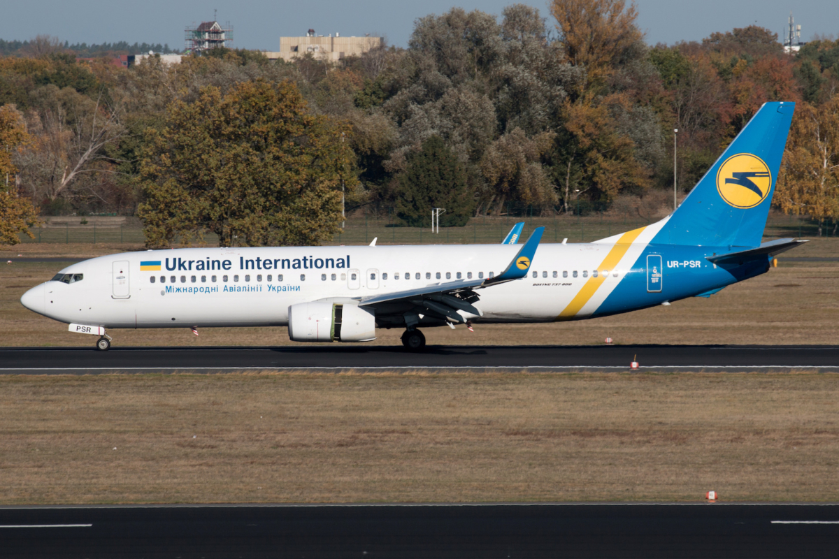 Ukraine International Airlines Boeing 737-800 with the registration UR-PSR, taxis at Berlin Tegel airport, Germany on Oct. 31, 2018. (Jan Seba/Reuters)