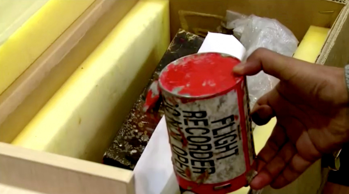 A flight recorder, also known as a black box, purportedly recovered from the crashed Ukrainian airliner, Boeing 737-800, is seen in this still image taken from a video, in Tehran, Iran, on Jan. 10, 2020. (Irib Via Wana/Handout via Reuters)