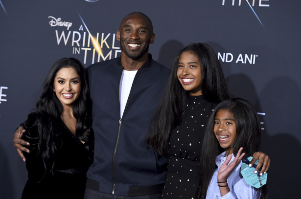 (L-R) Vanessa Bryant, Kobe Bryant, Natalia Bryant, and Gianna Maria-Onore Bryant at the world premiere of "A Wrinkle in Time" in Los Angeles, California, on Feb. 26, 2018. (Jordan Strauss/Invision/AP)