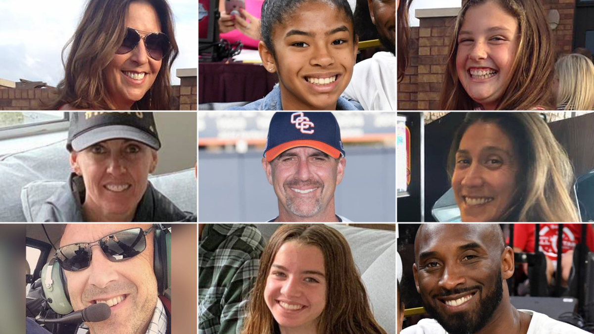 Sarah Chester, Gianna Bryant, Payton Chester, Keri Altobelli, John Altobelli, Christina MAuser, Ara Zobayan, Alyssa Altobelli, Kobe Bryant. (Family Photo/Orange Coast Community College/Group 3 Aviation via AP/Getty Images)