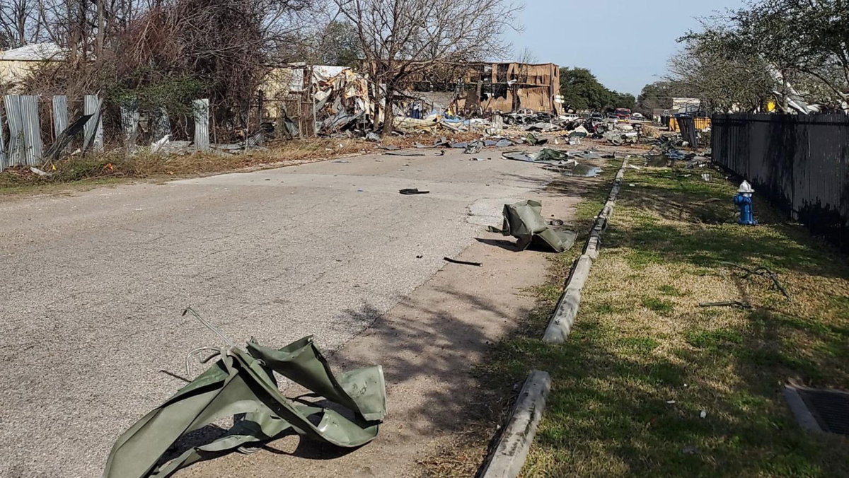 Here is the Houston Corvette Service building, one day after a deadly explosion in northwest Houston. (Gordon Andrus)