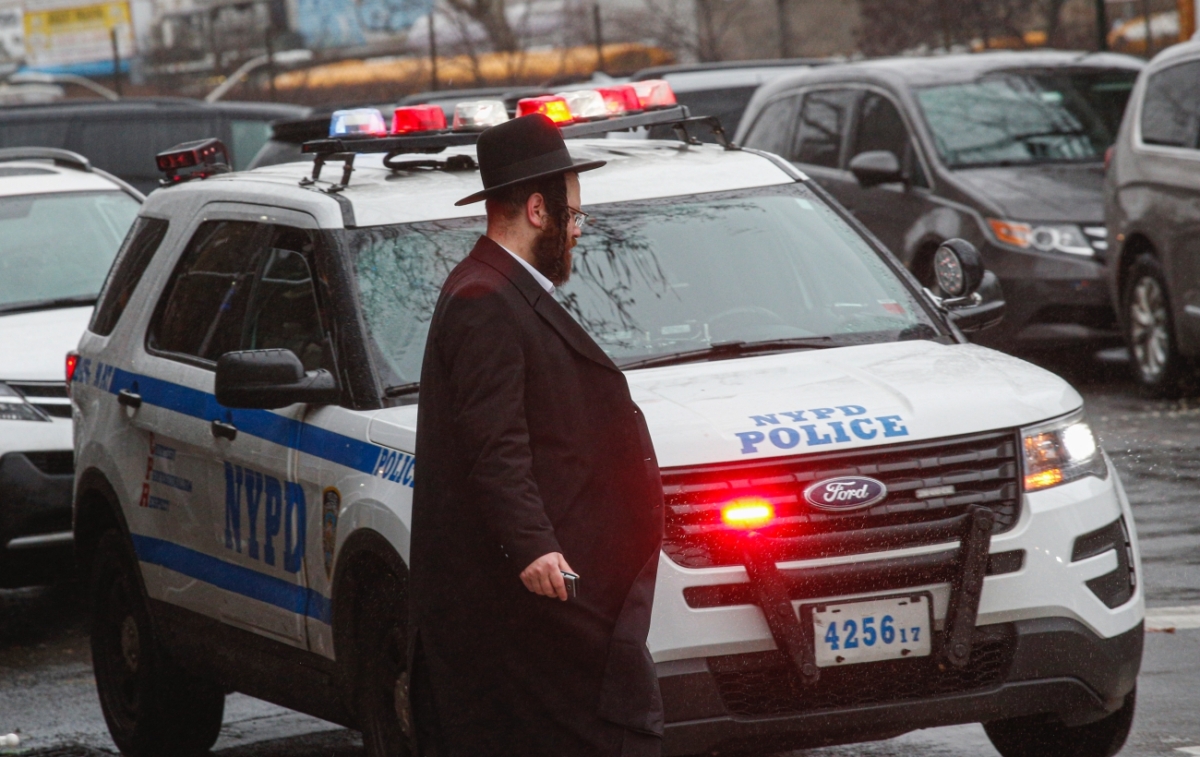 A NYPD car patrols in South Williamsburg, Brooklyn, in New York City on Dec. 30, 2019. (Kena Betancur/AFP via Getty Images)