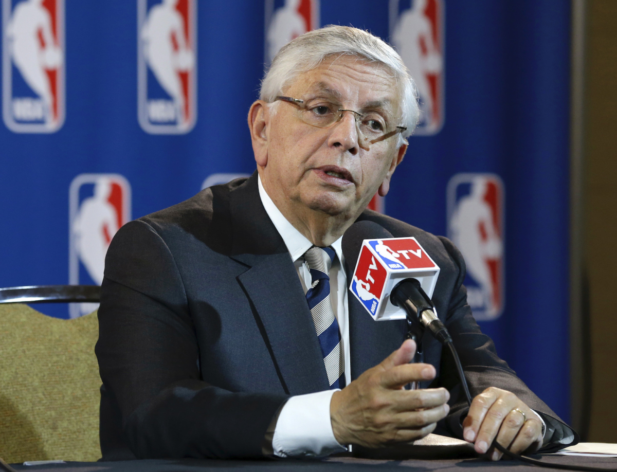 NBA Commissioner David Stern at a news conference following an NBA Board of Governors meeting in Dallas, Texas, in May 15, 2013. (Tony Gutierrez/AP Photo)