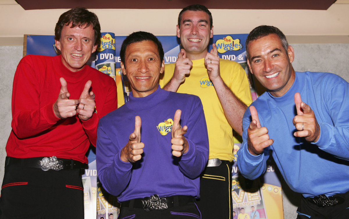 The Wiggles pose for a photograph before performing at the Sydney Entertainment Centre on March 10, 2005 in Sydney, Australia. (Matt King/Getty Images)