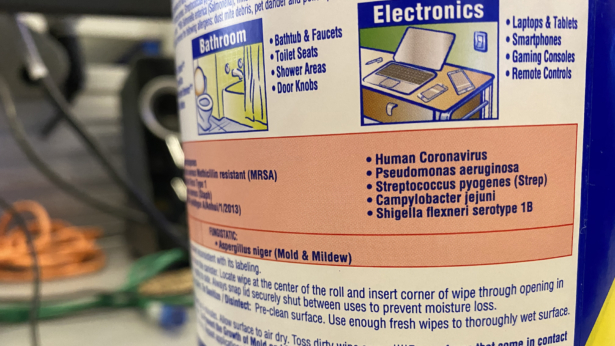 Labels on Lysol wipe containers mention human coronavirus as one of the viruses it disinfects. Under EPA guidance, the wipes are thought to disinfect the novel coronavirus, too.<br/>(CNN)