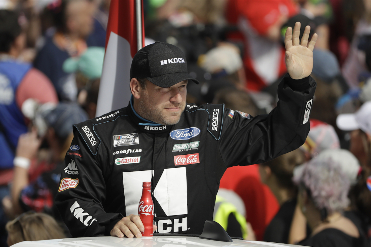 Ryan Newman waves before the NASCAR Daytona 500 auto race at Daytona International Speedway in Daytona Beach, Fla., on Feb. 16, 2020. (Chris O'Meara/AP)