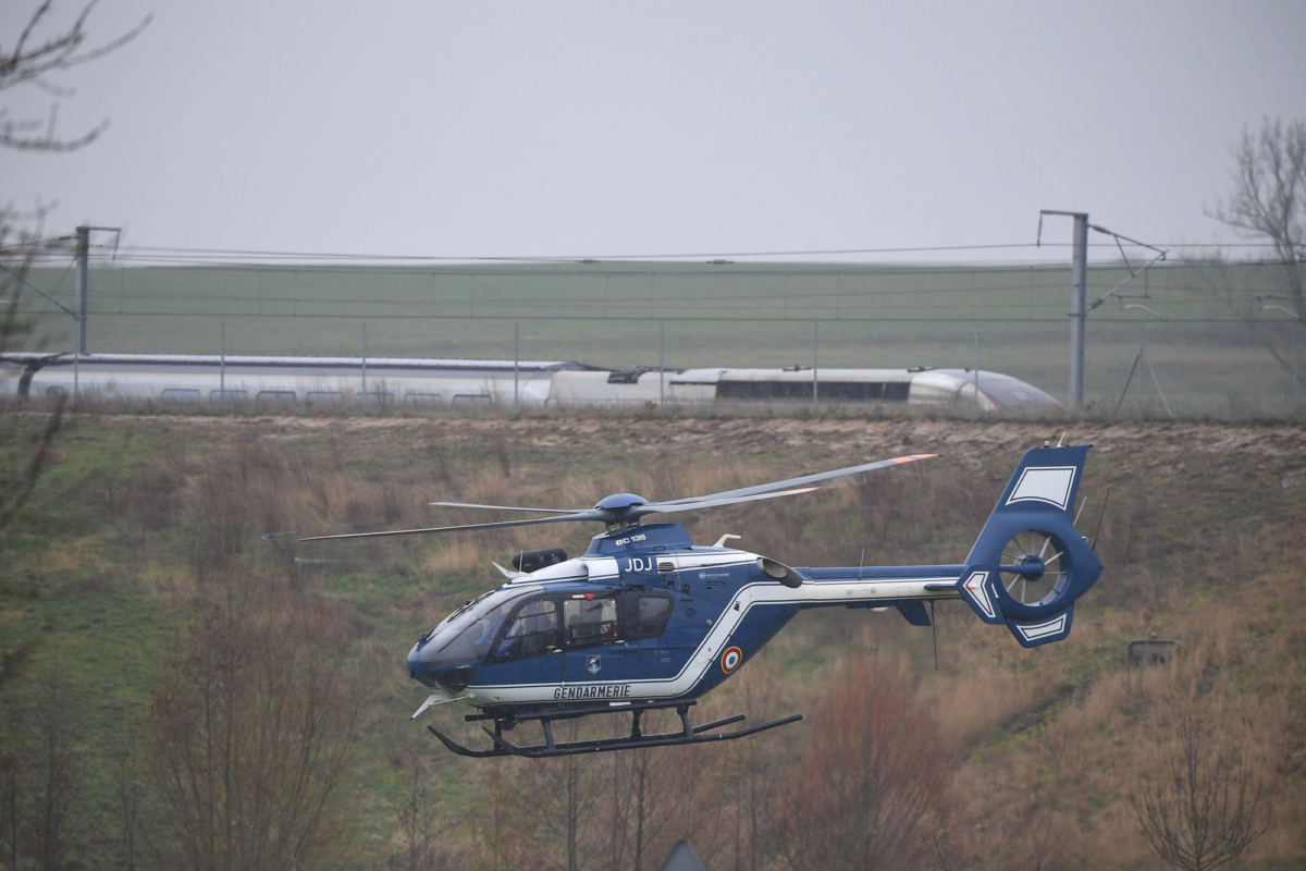 France train derailment - Gendarmerie helicopter