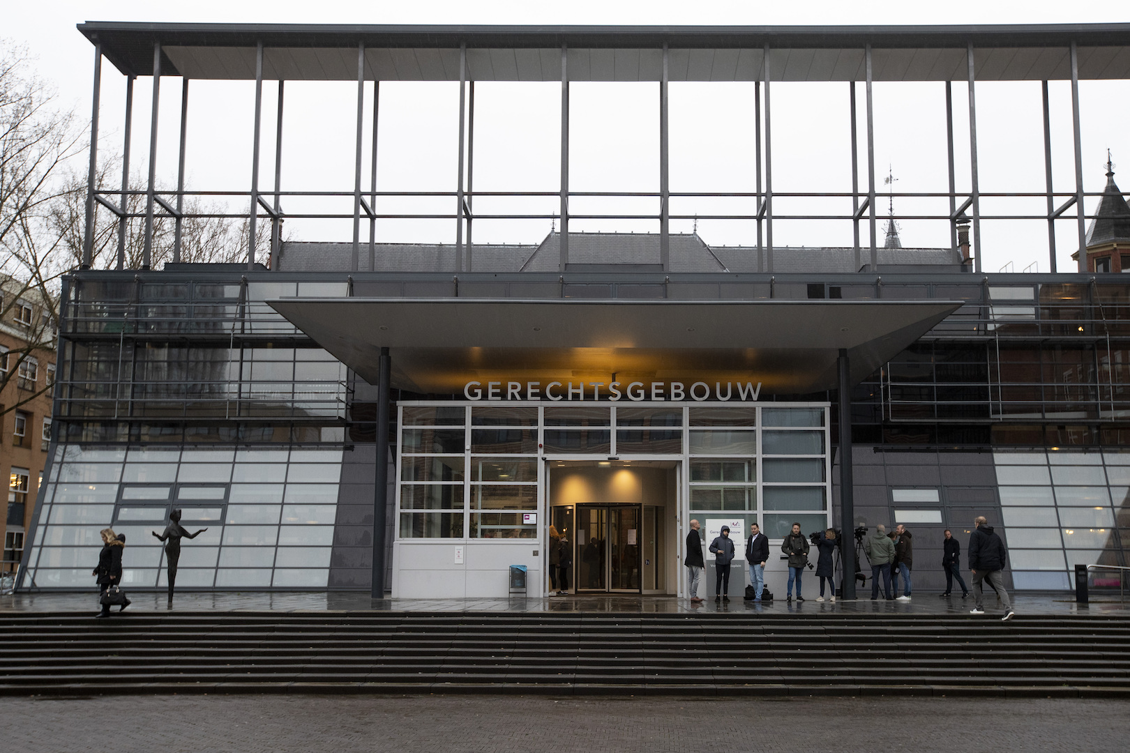Exterior view of the Utrecht court where the trial of a Dutch man of Turkish descent is started on March 2, 2020, for allegedly opening fire on a tram in the central city of Utrecht, Netherlands, last year, killing four people in what prosecutors say was a terror attack. (Peter Dejong/AP )